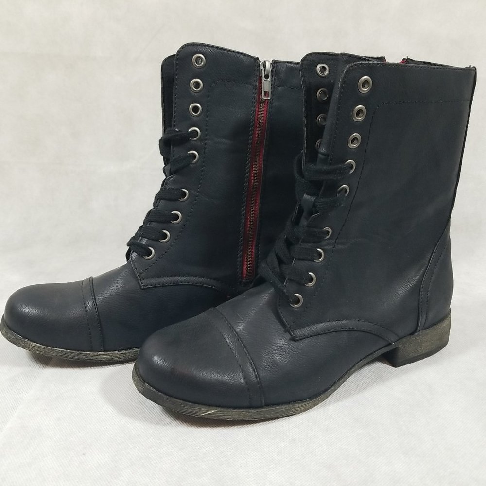 MIA Womens Size 9 Lace Up Heeled Combat Boots Black